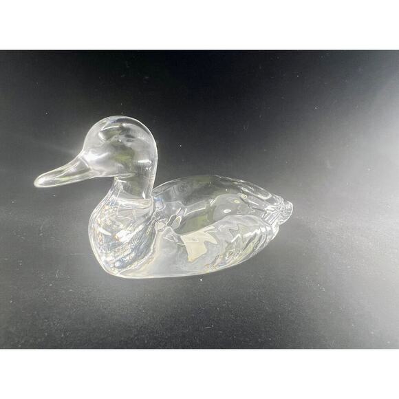 FENTON Clear Glass Duck Mallard Figurine - Picture 1 of 4